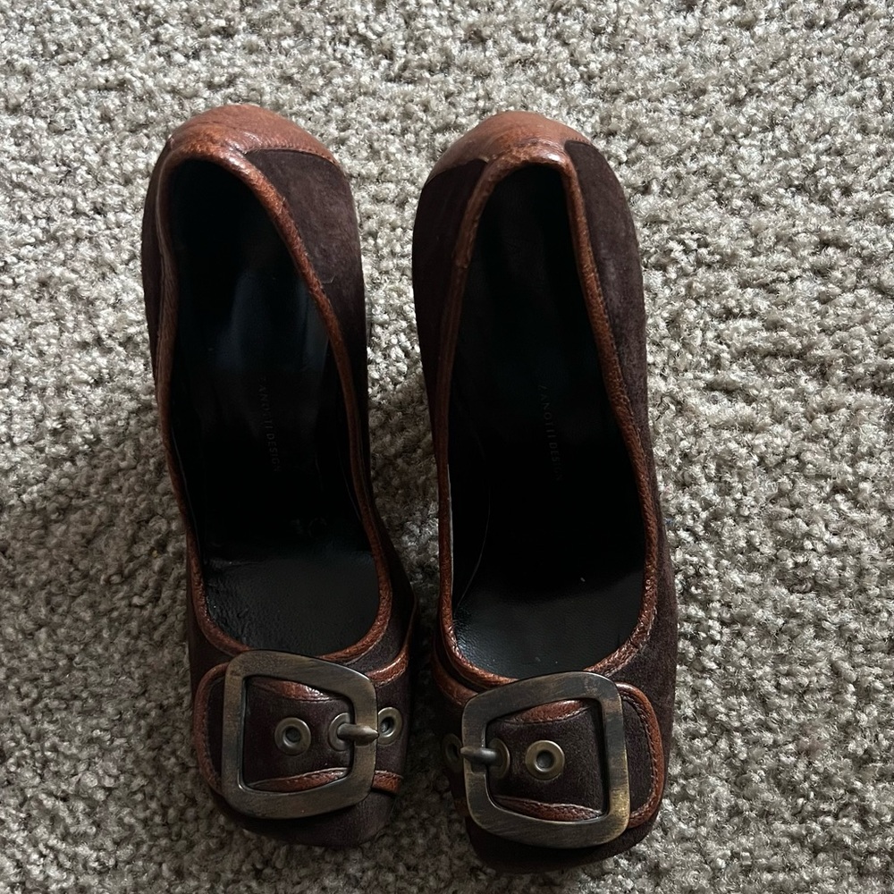 Giuseppe Zanotti Brown Leather Buckle Heels